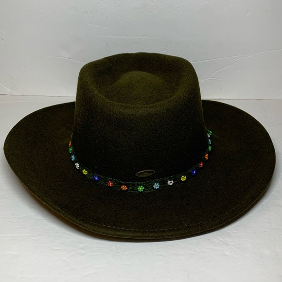 Liz Claiborne Accessories - Liz Claiborne Chocolate Brown Wide Brim Hat With Beaded Strap